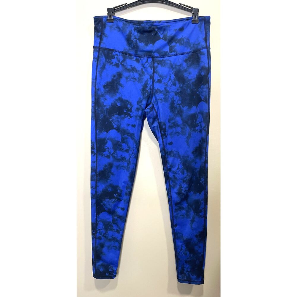Athleta Chaturanga Tye-Dye Blue Black Leggings Women's Sz Large